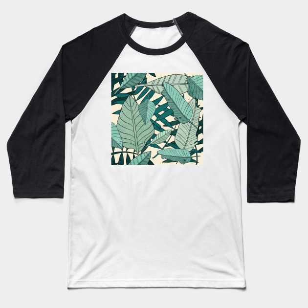 Tropical Foliage Baseball T-Shirt by WalkSimplyArt